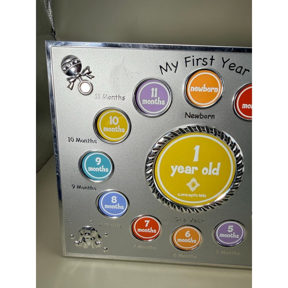 “My First Year" silver-plated baby photo keepsake frame. Great Gift - Picture 2 of 10